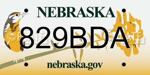 829BDA Nebraska License Plate