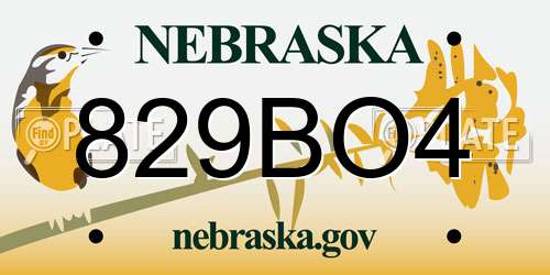 829BO4 Nebraska License Plate