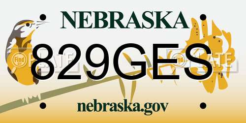 829GES Nebraska License Plate