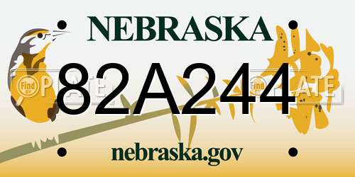 82A244 Nebraska License Plate