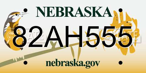 82AH555 Nebraska License Plate