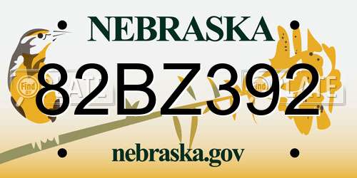 82BZ392 Nebraska License Plate