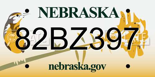 82BZ397 Nebraska License Plate
