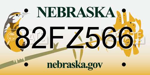 82FZ566 Nebraska License Plate