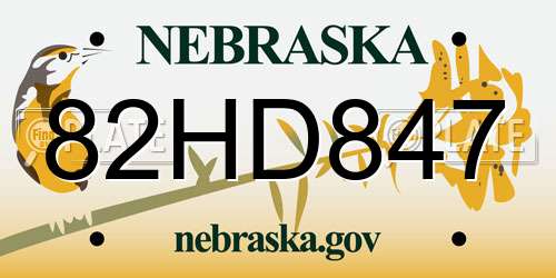 82HD847 Nebraska License Plate
