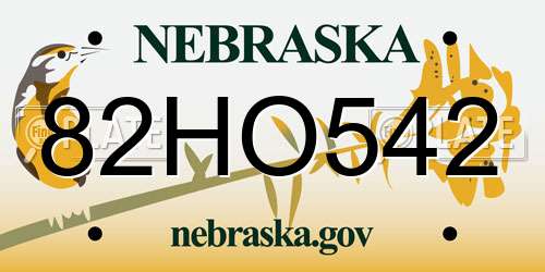 82HO542 Nebraska License Plate