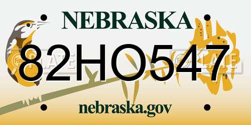 82HO547 Nebraska License Plate