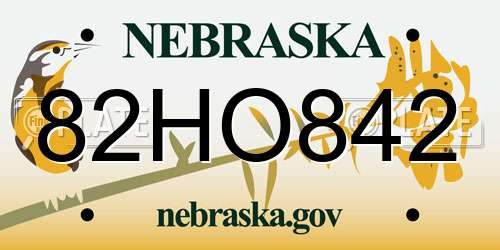 82HO842 Nebraska License Plate