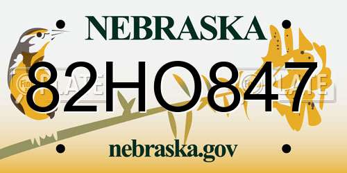 82HO847 Nebraska License Plate