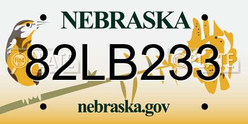 82LB233 Nebraska License Plate
