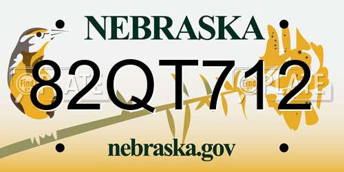 82QT712 Nebraska License Plate