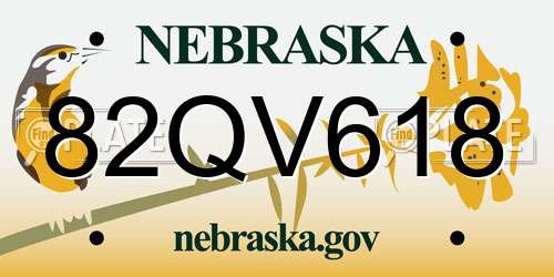 82QV618 Nebraska License Plate
