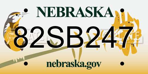 82SB247 Nebraska License Plate