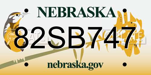 82SB747 Nebraska License Plate