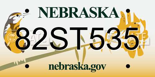 82ST535 Nebraska License Plate