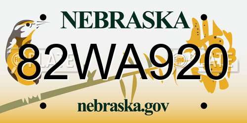 82WA920 Nebraska License Plate
