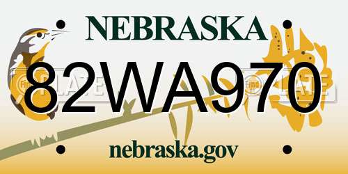 82WA970 Nebraska License Plate