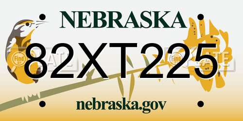 82XT225 Nebraska License Plate