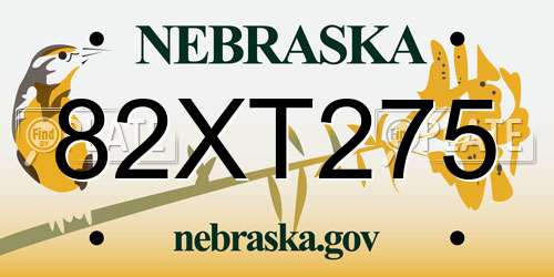 82XT275 Nebraska License Plate