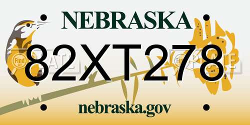 82XT278 Nebraska License Plate