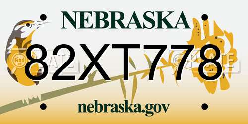 82XT778 Nebraska License Plate