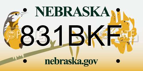 831BKF Nebraska License Plate
