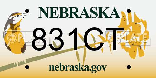 831CT Nebraska License Plate