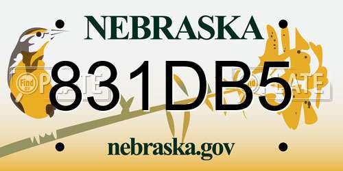 831DB5 Nebraska License Plate