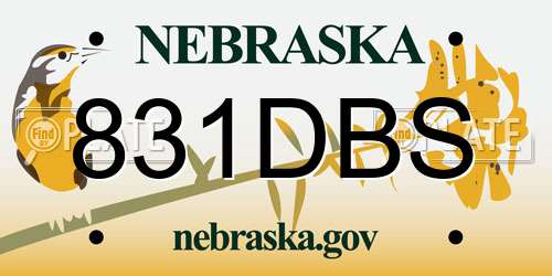 831DBS Nebraska License Plate