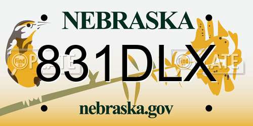 831DLX Nebraska License Plate