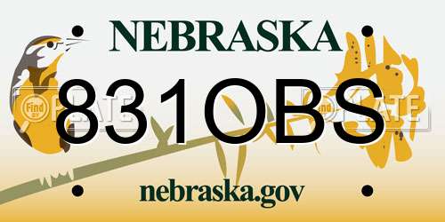 831OBS Nebraska License Plate