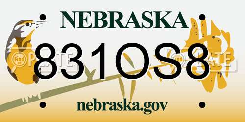831OS8 Nebraska License Plate