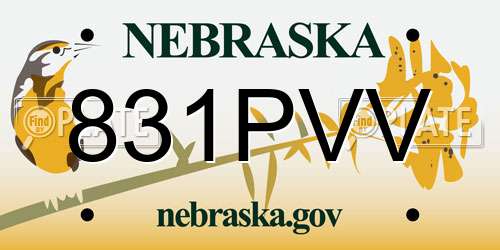 831PVV Nebraska License Plate