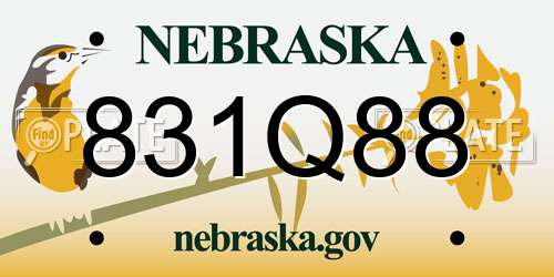 831Q88 Nebraska License Plate