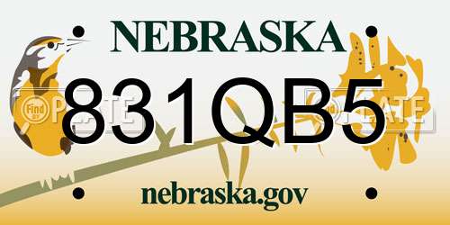 831QB5 Nebraska License Plate