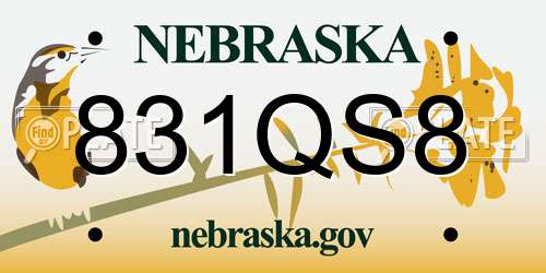 831QS8 Nebraska License Plate