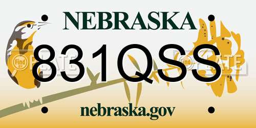 831QSS Nebraska License Plate