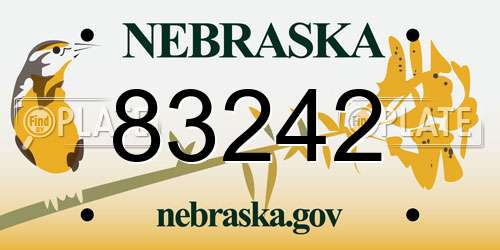 83242 Nebraska License Plate