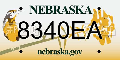 8340EA Nebraska License Plate