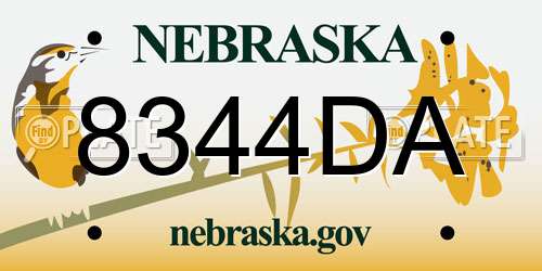 8344DA Nebraska License Plate