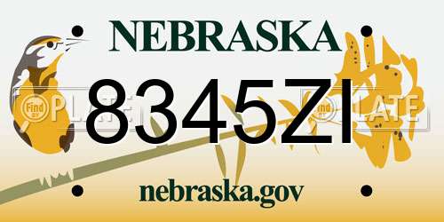 8345ZI Nebraska License Plate