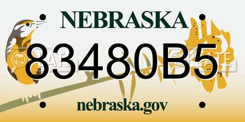 83480B5 Nebraska License Plate