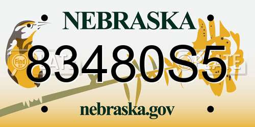 83480S5 Nebraska License Plate
