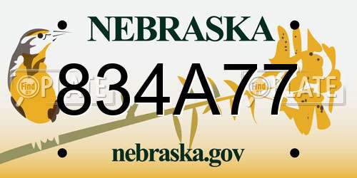 834A77 Nebraska License Plate