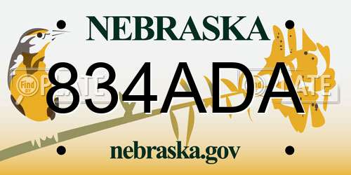 834ADA Nebraska License Plate