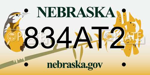 834AT2 Nebraska License Plate