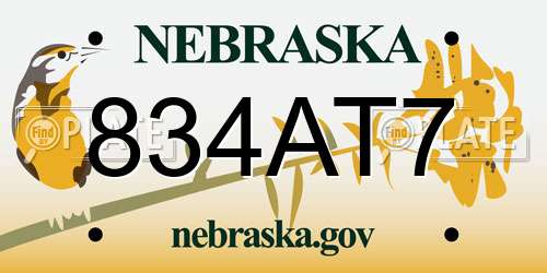 834AT7 Nebraska License Plate