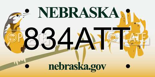 834ATT Nebraska License Plate