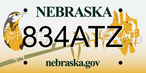 834ATZ Nebraska License Plate
