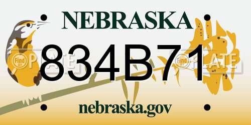 834B71 Nebraska License Plate